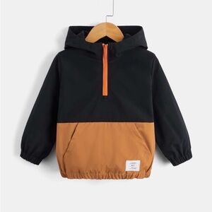 Kids Black and Brown Hooded Top
